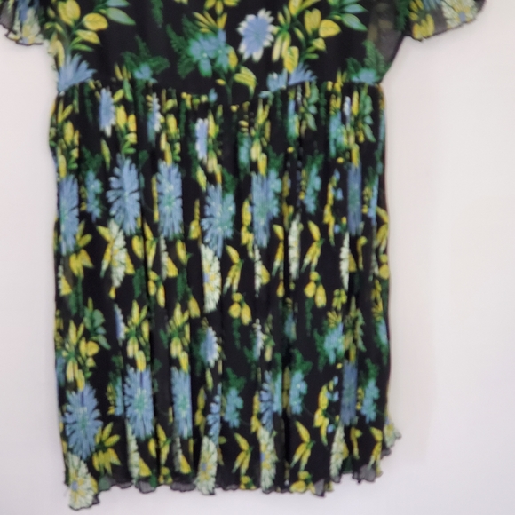 Zara Floral Print Mini Dress Pleated Dark Floral - Picture 6 of 14